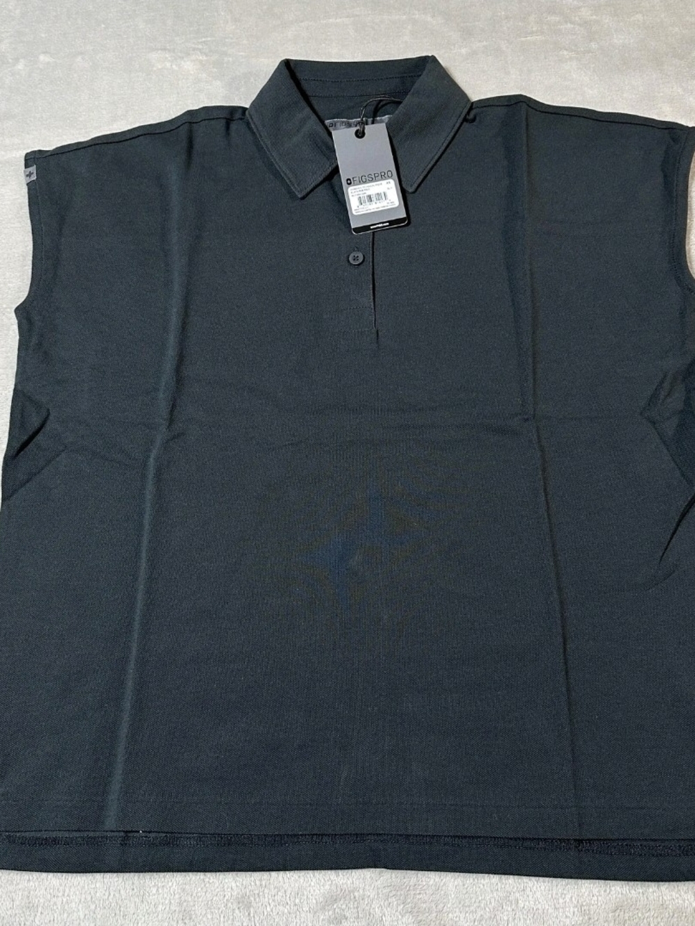 Figs Women's Black Polo with Structured Collar